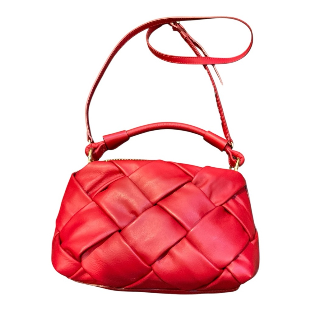 Stella Bianca Women’s Red Leather Woven Handbag Crossbody/Made in Italy - Picture 12 of 16